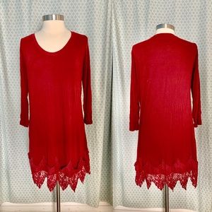 Boutique Knit Dress w/Lace Hem